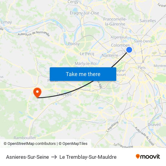 Asnieres-Sur-Seine to Le Tremblay-Sur-Mauldre map