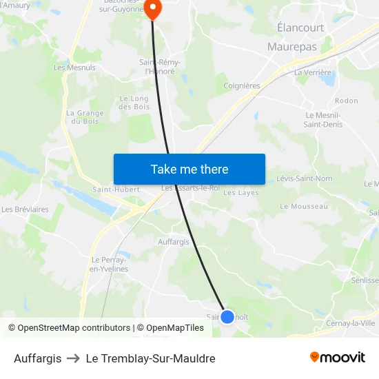 Auffargis to Le Tremblay-Sur-Mauldre map