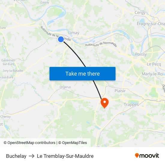 Buchelay to Le Tremblay-Sur-Mauldre map