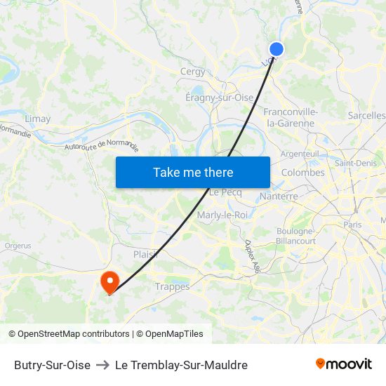 Butry-Sur-Oise to Le Tremblay-Sur-Mauldre map