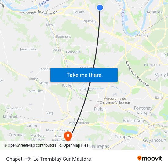 Chapet to Le Tremblay-Sur-Mauldre map