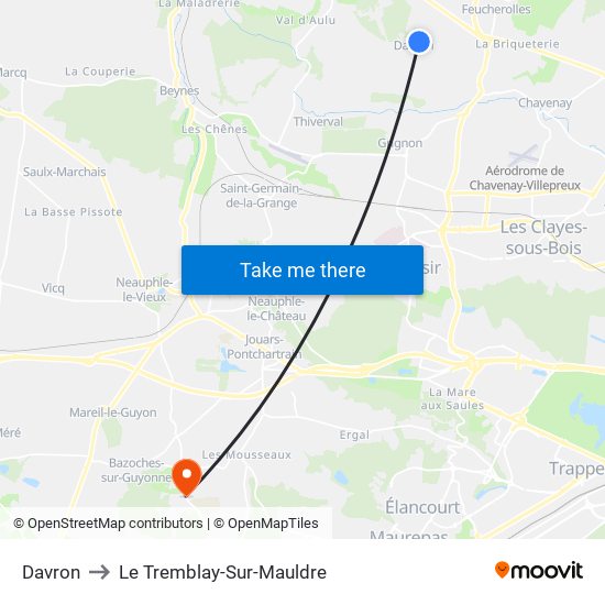 Davron to Le Tremblay-Sur-Mauldre map