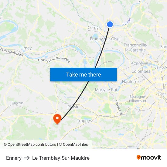 Ennery to Le Tremblay-Sur-Mauldre map