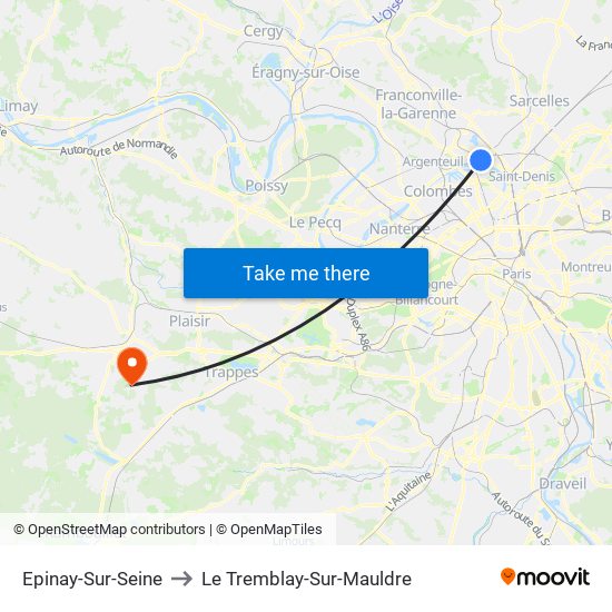 Epinay-Sur-Seine to Le Tremblay-Sur-Mauldre map