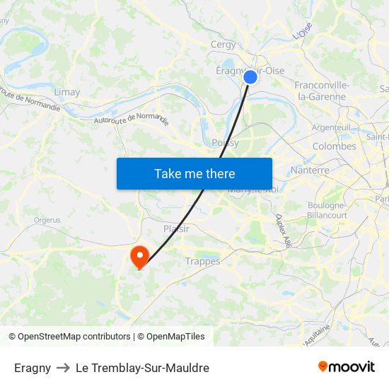 Eragny to Le Tremblay-Sur-Mauldre map