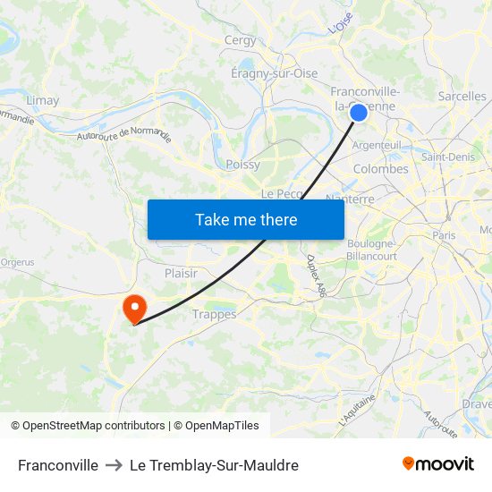 Franconville to Le Tremblay-Sur-Mauldre map