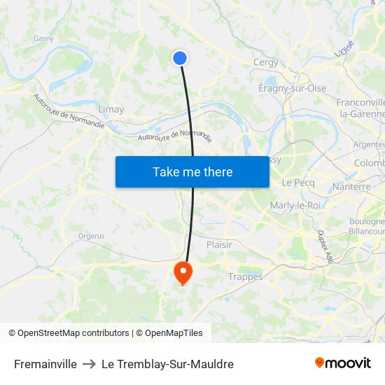Fremainville to Le Tremblay-Sur-Mauldre map