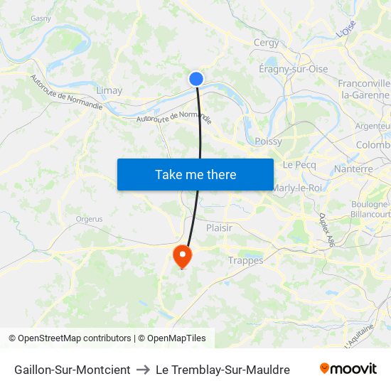 Gaillon-Sur-Montcient to Le Tremblay-Sur-Mauldre map