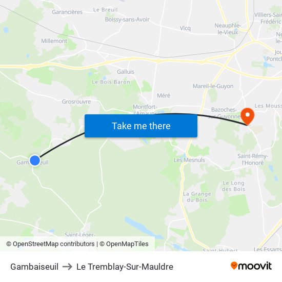 Gambaiseuil to Le Tremblay-Sur-Mauldre map