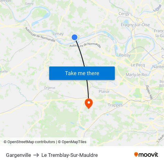 Gargenville to Le Tremblay-Sur-Mauldre map