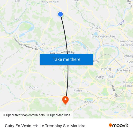Guiry-En-Vexin to Le Tremblay-Sur-Mauldre map