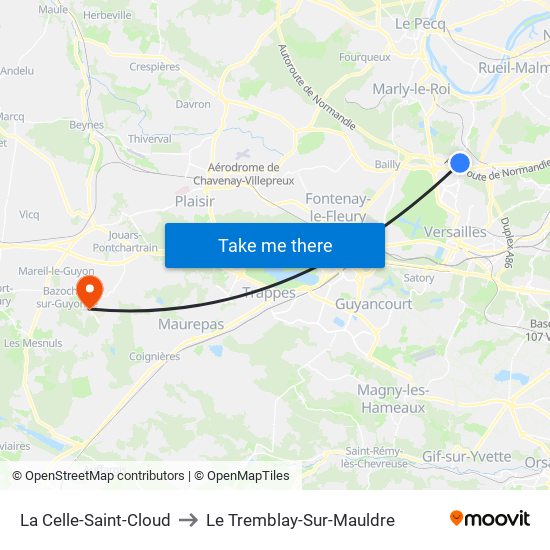 La Celle-Saint-Cloud to Le Tremblay-Sur-Mauldre map