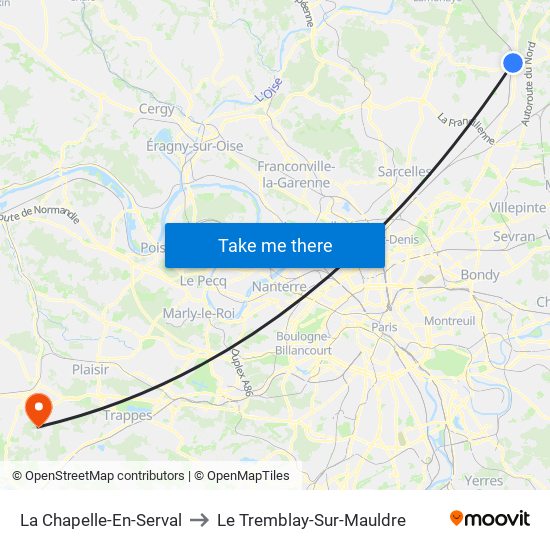 La Chapelle-En-Serval to Le Tremblay-Sur-Mauldre map