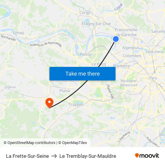 La Frette-Sur-Seine to Le Tremblay-Sur-Mauldre map