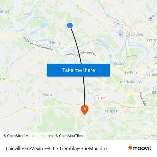 Lainville-En-Vexin to Le Tremblay-Sur-Mauldre map
