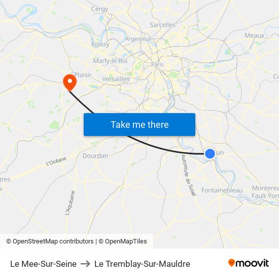 Le Mee-Sur-Seine to Le Tremblay-Sur-Mauldre map
