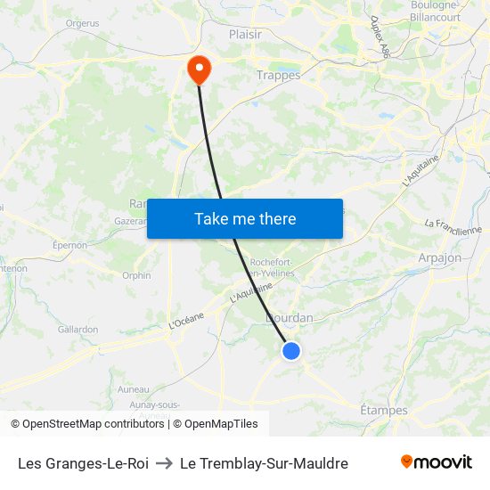 Les Granges-Le-Roi to Le Tremblay-Sur-Mauldre map