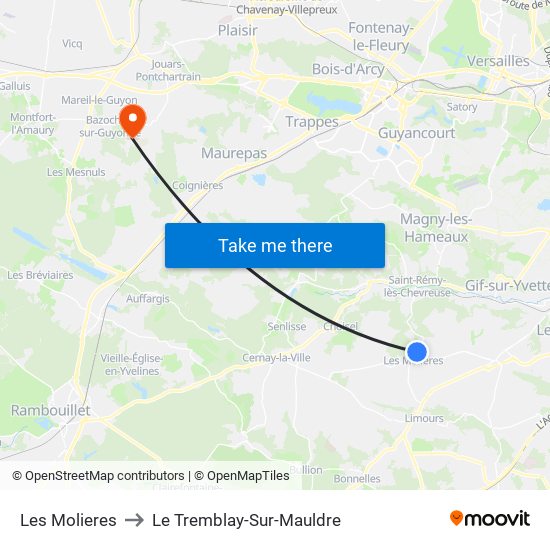 Les Molieres to Le Tremblay-Sur-Mauldre map