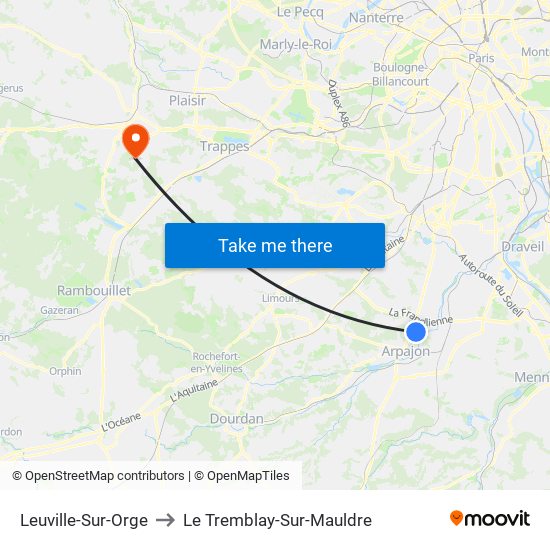 Leuville-Sur-Orge to Le Tremblay-Sur-Mauldre map