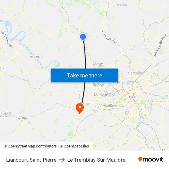Liancourt-Saint-Pierre to Le Tremblay-Sur-Mauldre map
