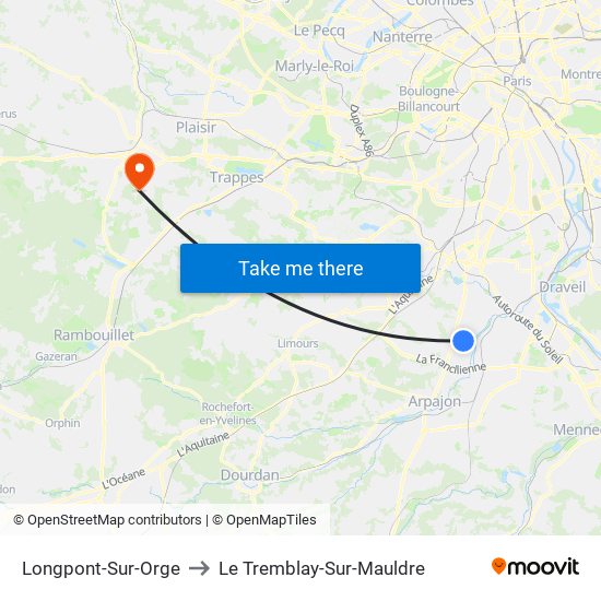 Longpont-Sur-Orge to Le Tremblay-Sur-Mauldre map