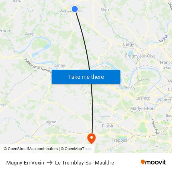 Magny-En-Vexin to Le Tremblay-Sur-Mauldre map