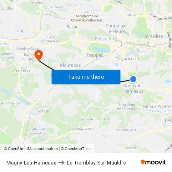 Magny-Les-Hameaux to Le Tremblay-Sur-Mauldre map