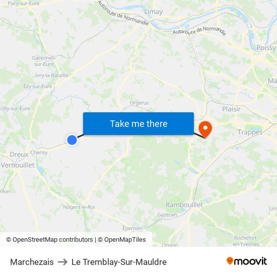 Marchezais to Le Tremblay-Sur-Mauldre map