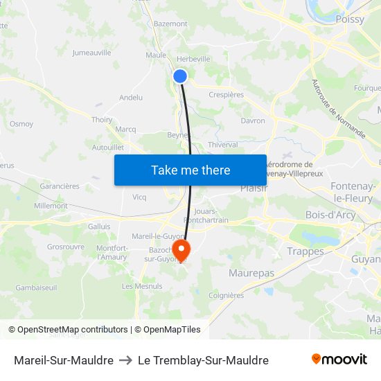 Mareil-Sur-Mauldre to Le Tremblay-Sur-Mauldre map