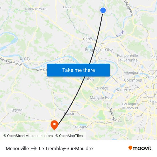 Menouville to Le Tremblay-Sur-Mauldre map
