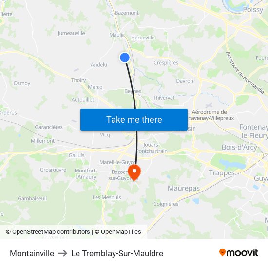 Montainville to Le Tremblay-Sur-Mauldre map