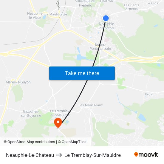 Neauphle-Le-Chateau to Le Tremblay-Sur-Mauldre map