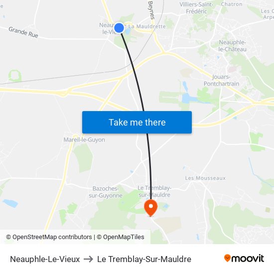 Neauphle-Le-Vieux to Le Tremblay-Sur-Mauldre map