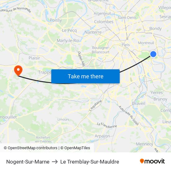 Nogent-Sur-Marne to Le Tremblay-Sur-Mauldre map