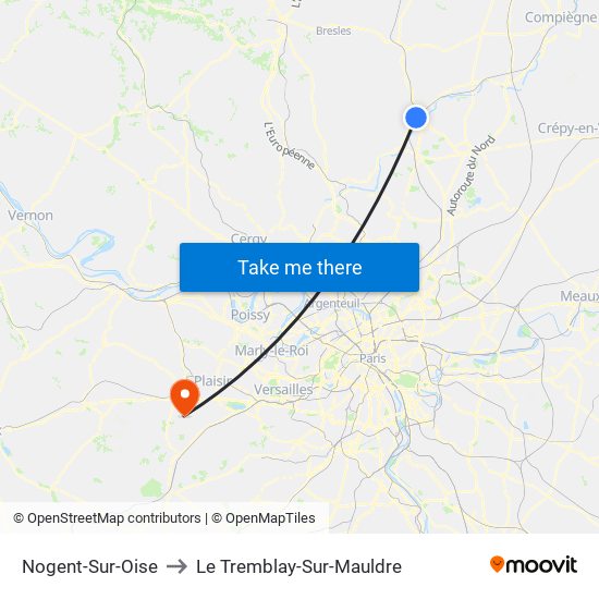 Nogent-Sur-Oise to Le Tremblay-Sur-Mauldre map