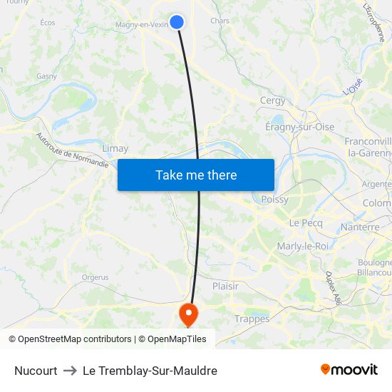 Nucourt to Le Tremblay-Sur-Mauldre map