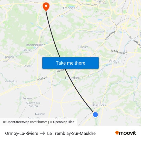 Ormoy-La-Riviere to Le Tremblay-Sur-Mauldre map