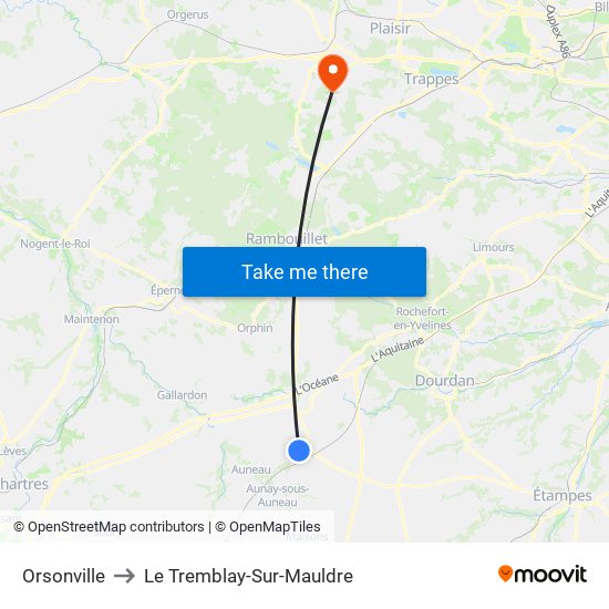 Orsonville to Le Tremblay-Sur-Mauldre map