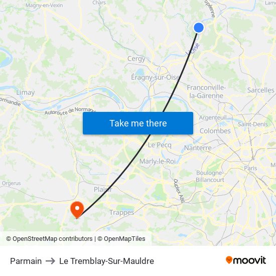 Parmain to Le Tremblay-Sur-Mauldre map