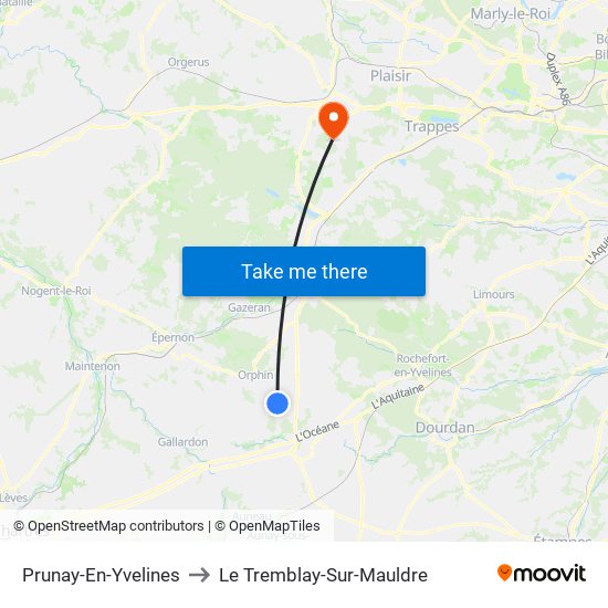 Prunay-En-Yvelines to Le Tremblay-Sur-Mauldre map