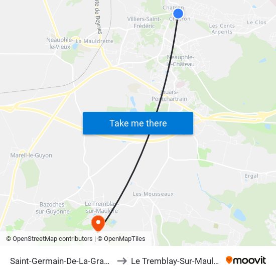 Saint-Germain-De-La-Grange to Le Tremblay-Sur-Mauldre map