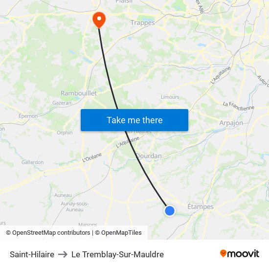 Saint-Hilaire to Le Tremblay-Sur-Mauldre map