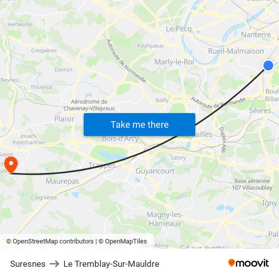 Suresnes to Le Tremblay-Sur-Mauldre map