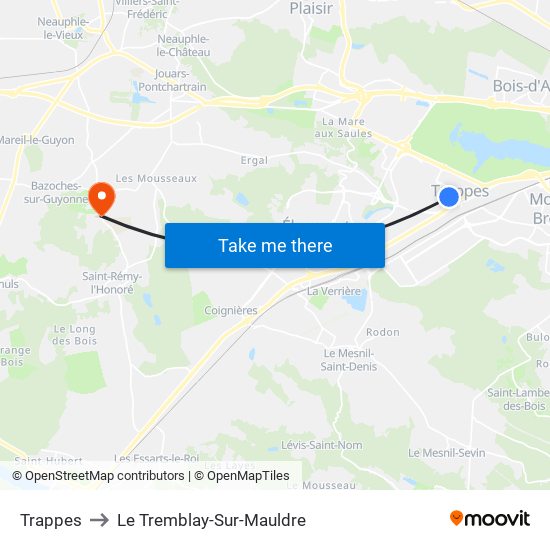 Trappes to Le Tremblay-Sur-Mauldre map