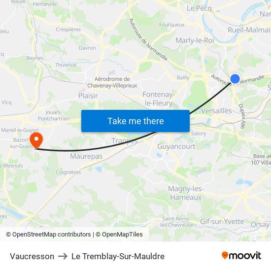 Vaucresson to Le Tremblay-Sur-Mauldre map