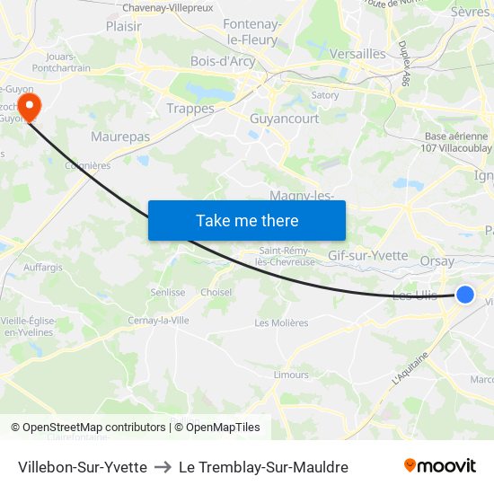 Villebon-Sur-Yvette to Le Tremblay-Sur-Mauldre map