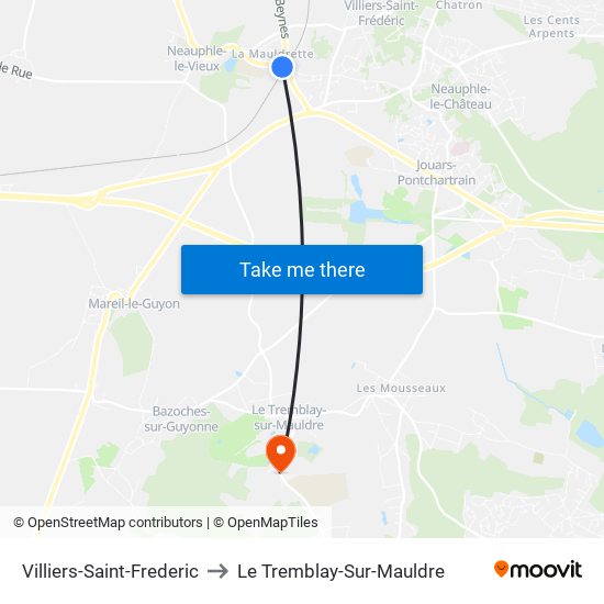 Villiers-Saint-Frederic to Le Tremblay-Sur-Mauldre map