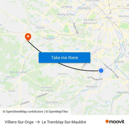 Villiers-Sur-Orge to Le Tremblay-Sur-Mauldre map