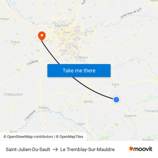 Saint-Julien-Du-Sault to Le Tremblay-Sur-Mauldre map