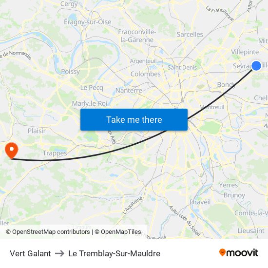 Vert Galant to Le Tremblay-Sur-Mauldre map